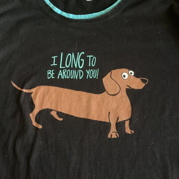Lazy One Graphic Tee Dachshund Wiener Dog "I Long to be Around You" Sz L #109N - Picture 6 of 9